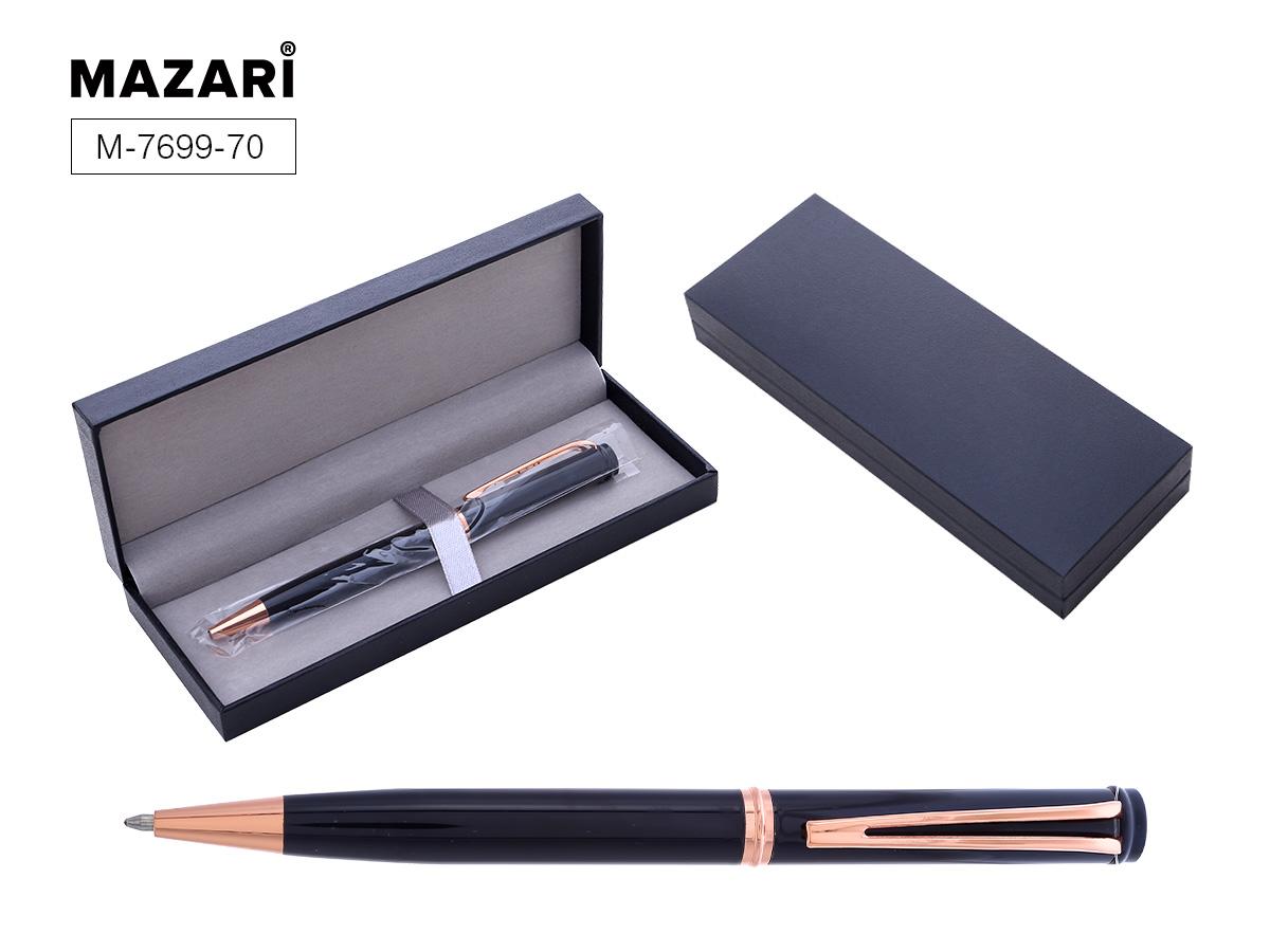 Ручка подар шар Mazari синяя поворот Melior RG 0,7мм корпус черный с металлич.