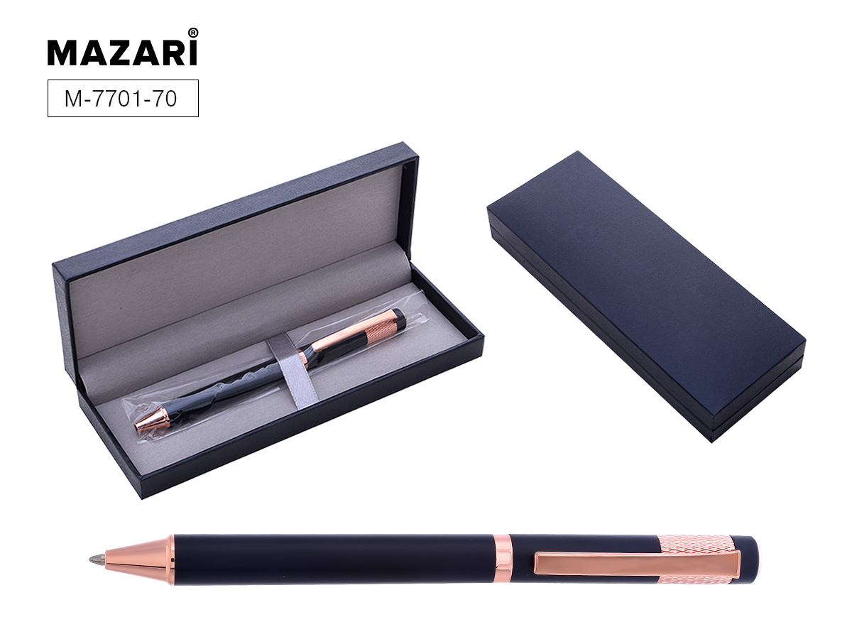 Ручка подар шар Mazari синяя поворот Fortis RG 0,7мм корпус черный с металлич.