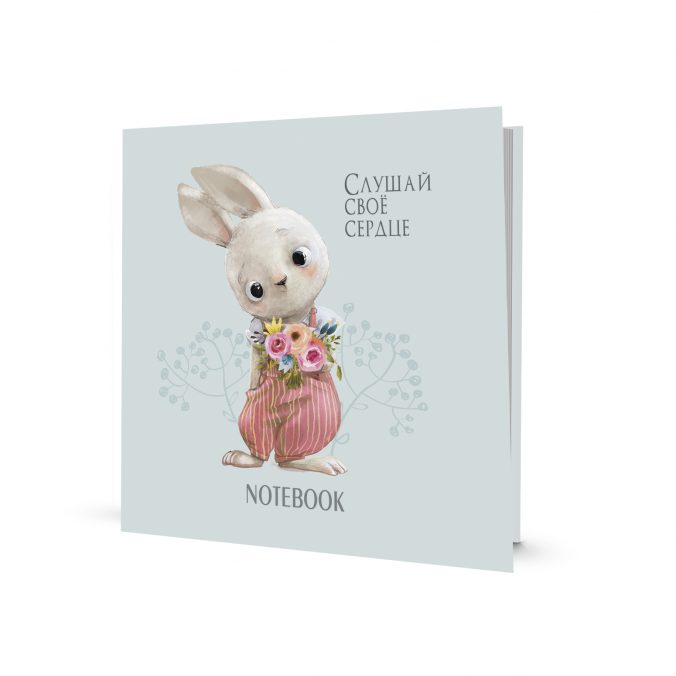Зап. книжка детская А6+ 32л точка С кроликами (бирюзовая обложка)
