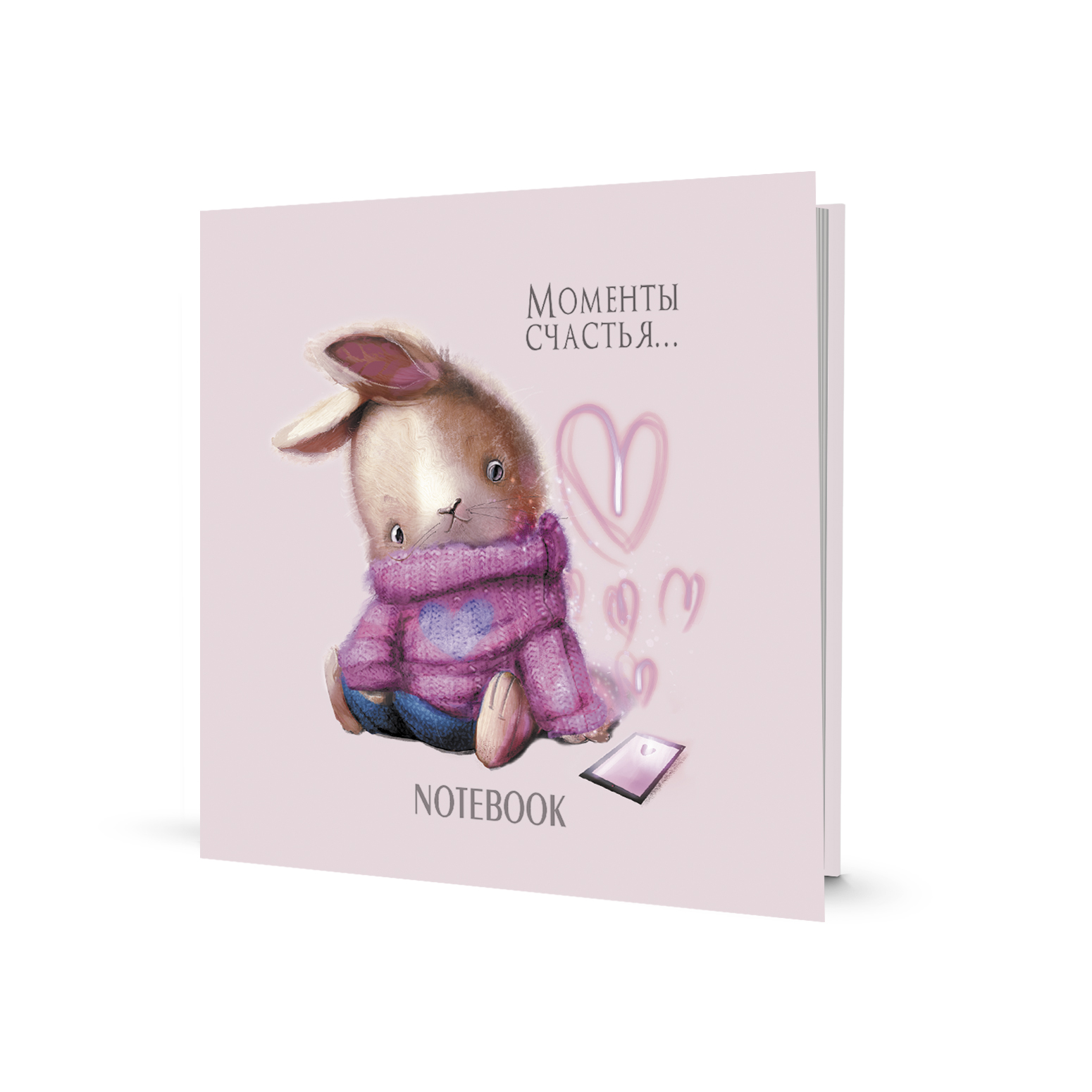 Зап. книжка детская А6+ 32л точка С кроликами (розовая обложка)