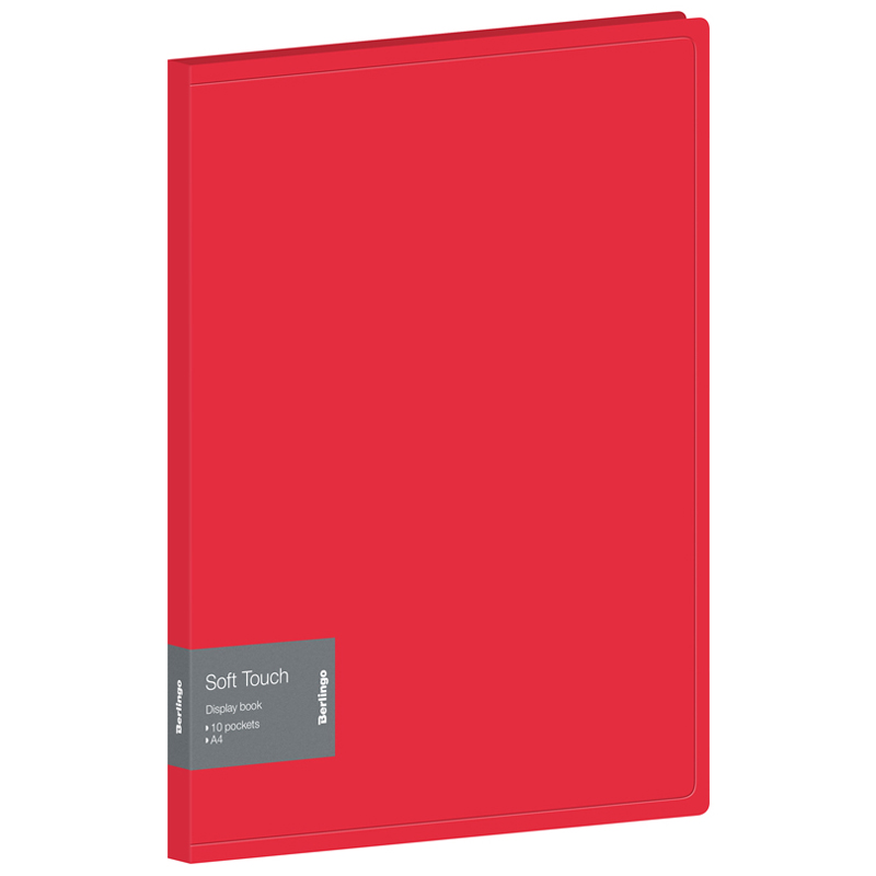 Папка-файл А4 10л Berlingo Soft Touch 17мм 700мк красная внутр.карман
