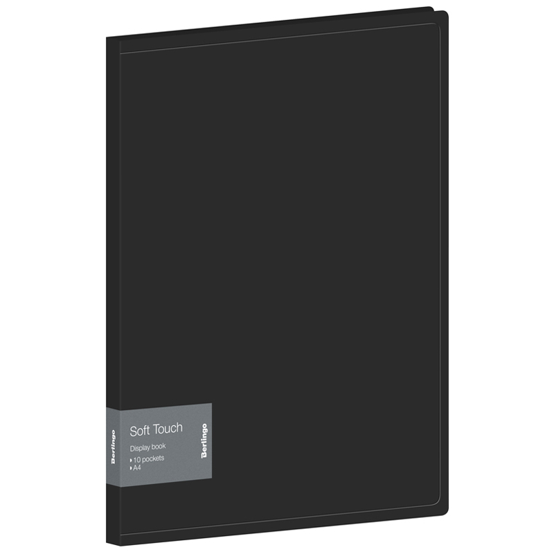 Папка-файл А4 10л Berlingo Soft Touch 17мм 700мк черная внутр.карман