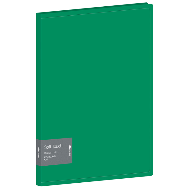 Папка-файл А4 20л Berlingo Soft Touch 17мм 700мк зеленая внутр.карман