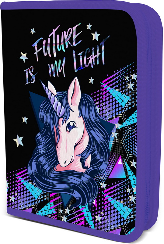 Пенал 1 отд пуст 1 откид планк Seventeen Черный единорог