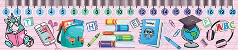 Закладка-линейка 20см единорожка с книгой, ранец.. +падежи