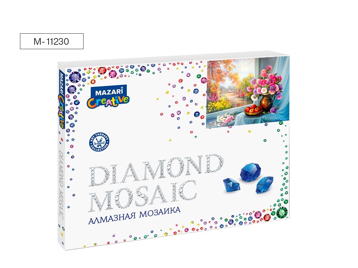 Творч Алмазная мозаика 40*50 Букет на окне-1