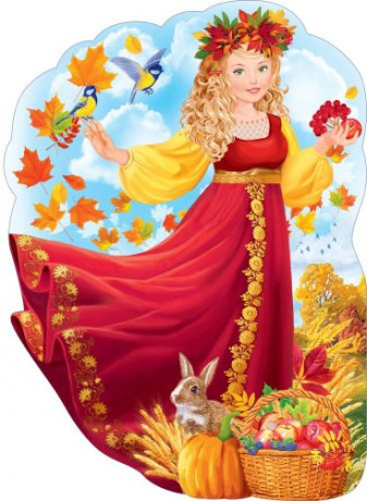 Плакат 84.739 Девушка Осень в венке из листьев А2 вырубка
