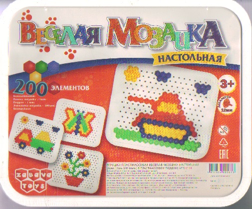 Игра Мозаика 200 эл., диам. 12 мм Веселая в пластм. поддоне