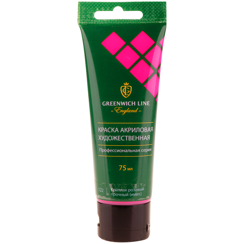 Акрил в тубе 75мл Краплак розовый прочный (имит.)