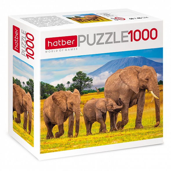 Пазл 1000 Слоны в саванне