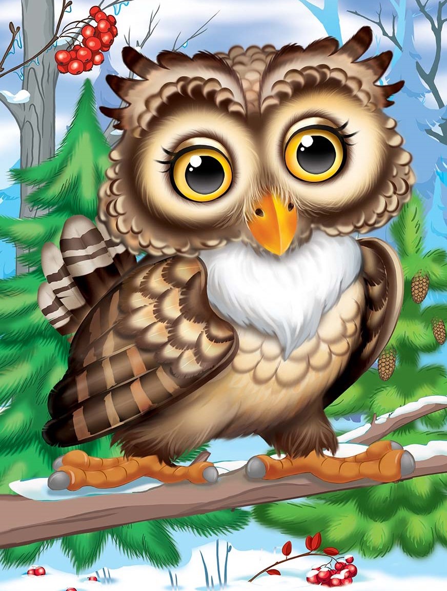 Творч Алмазная мозаика 17*22 Сова на ветке