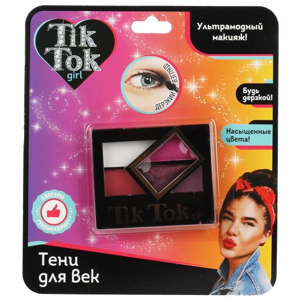 Косметика TIK TOK GIRL Тени для век 5цв: белый, розовый,бордовый, фиолетовый, сиреневый