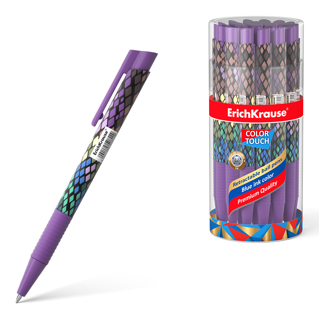 Ручка шариковая синяя EK ColorTouch Purple Python автомат 0,7мм