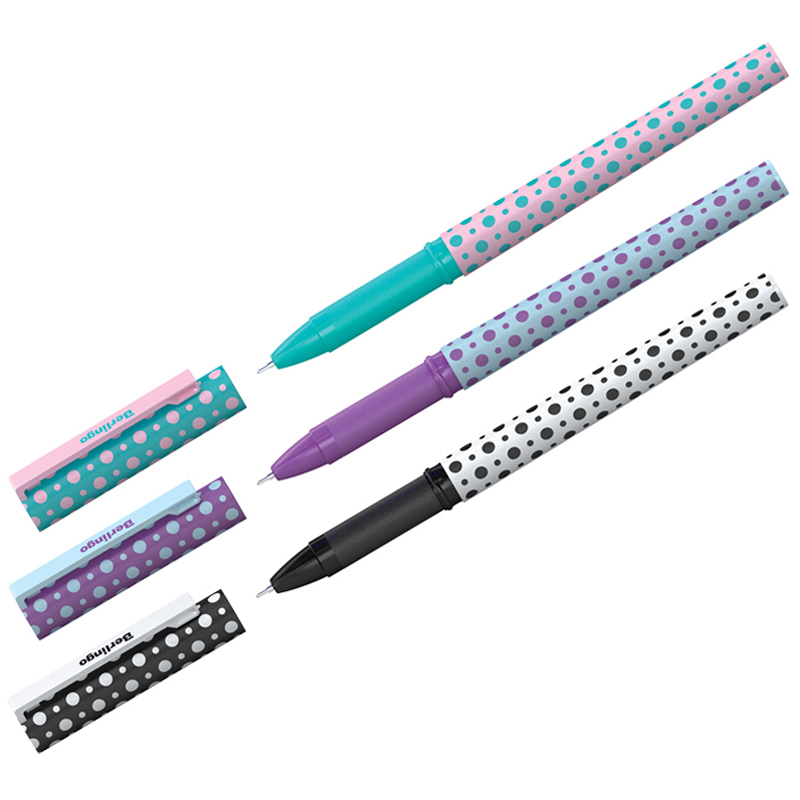 Ручка шариковая синяя Berlingo 0,7мм грип принт