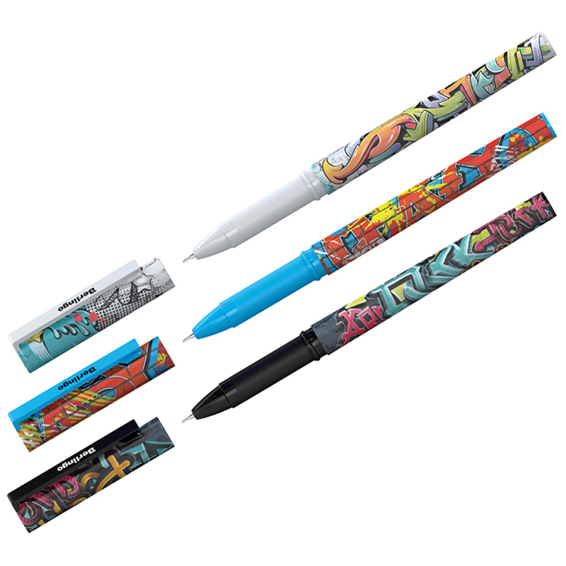 Ручка шариковая синяя Berlingo 0,7мм грип принт