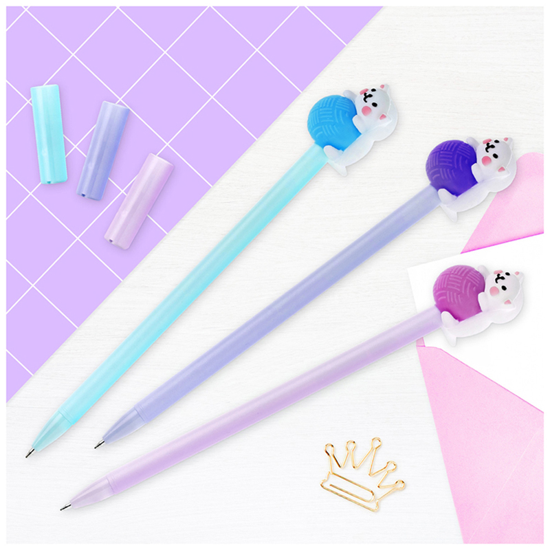 Ручка шариковая синяя сув MeShu 0,7мм Cute Cats. Кот с клубком