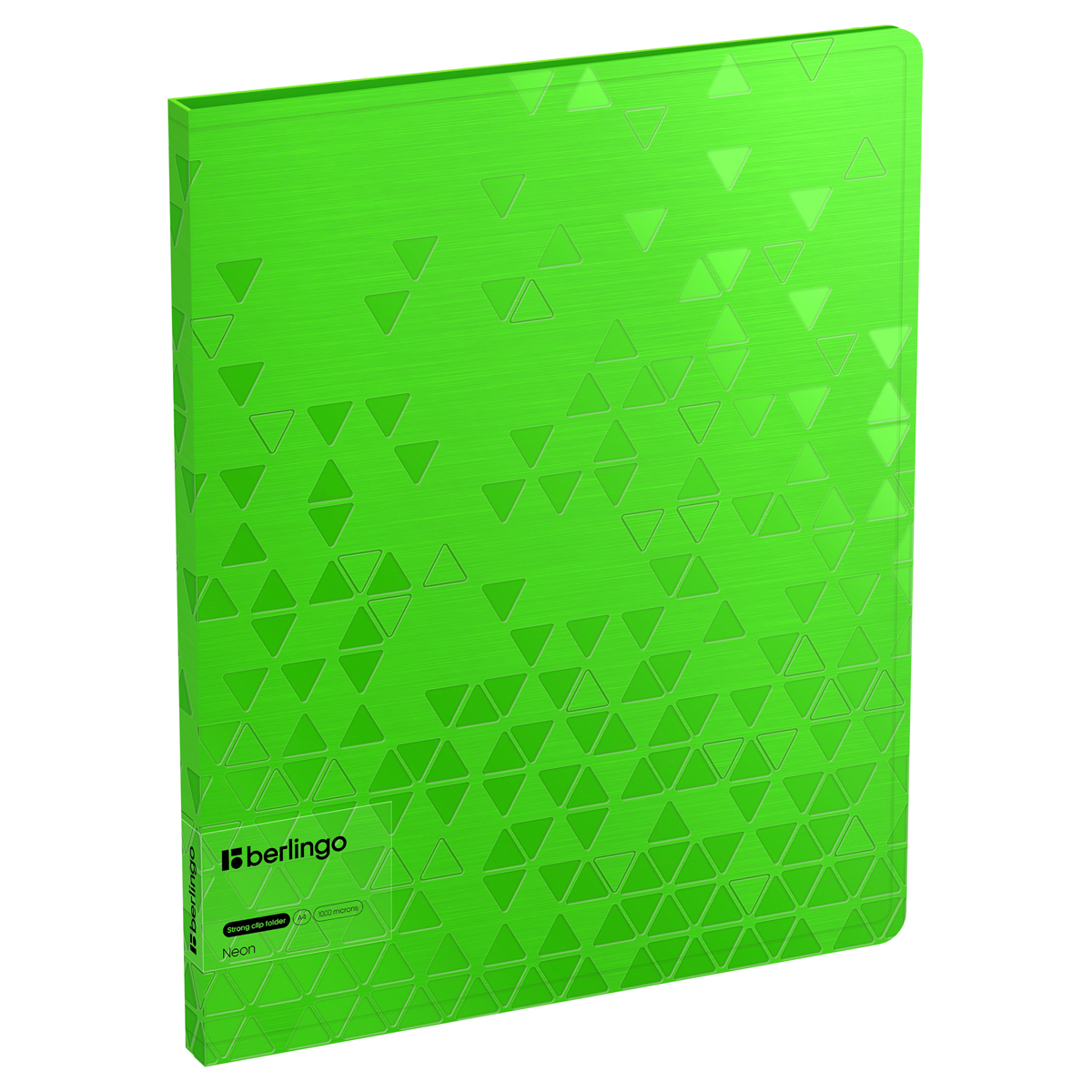 Папка с 1 прижимом Berlingo Neon 17мм 1000мк зеленый с внутр.карман рельефные треугольники