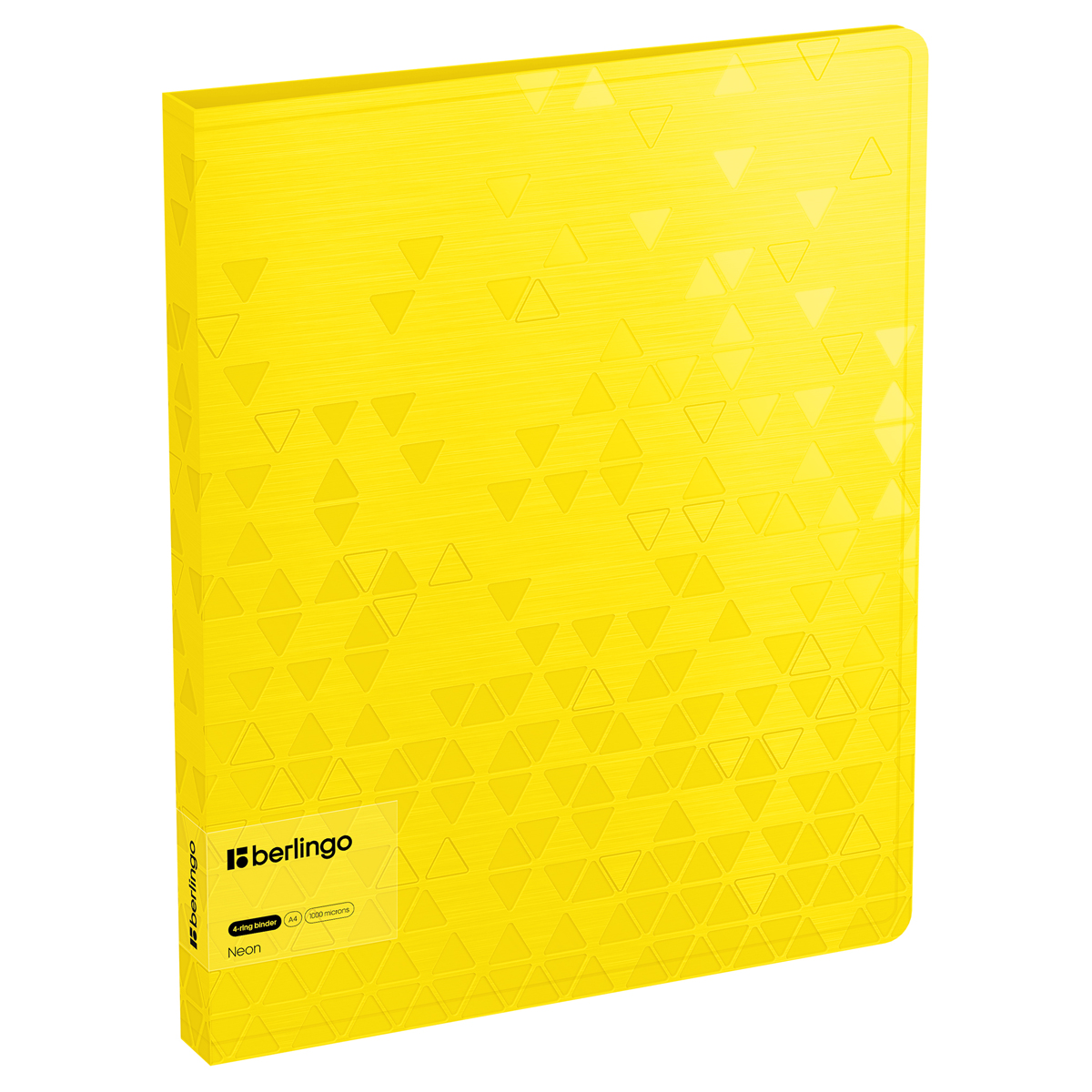 Папка с 4 кольцами 24мм Berlingo Neon 1000мк желтая внутр.карман рельефные треугольники