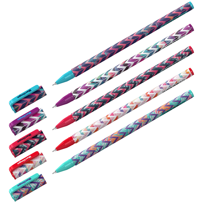 Ручка шариковая синяя Berlingo 0,7мм принт ассорти