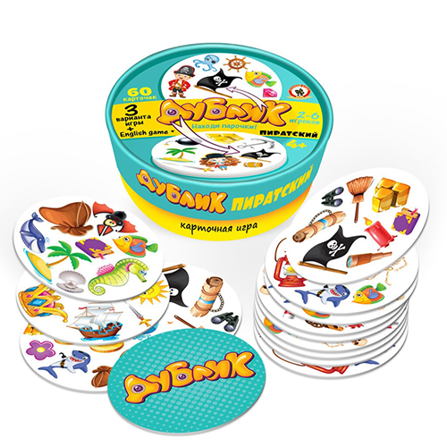 Игра Настольная Дублик Пиратский 60 карточек (в круглой коробке)