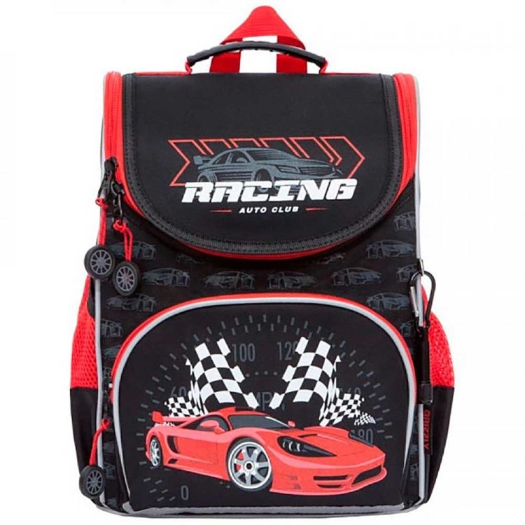 Ранец Grizzly Racing черно-красный с мешком