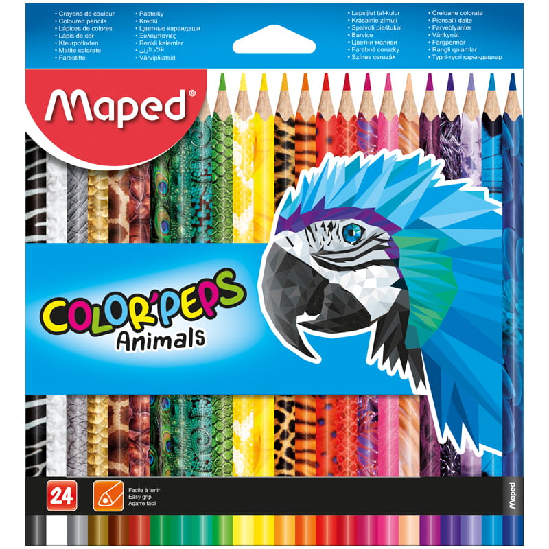 Карандаши цветные 24 цв Maped Color Peps Animals с декором трехгран. к