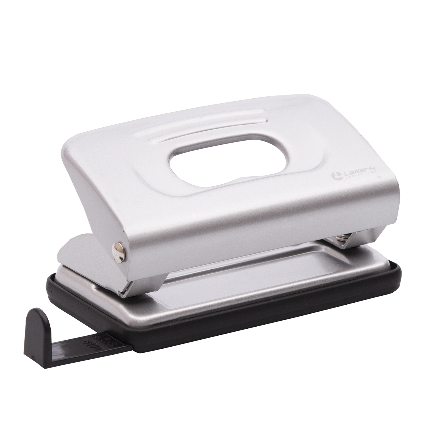 Дырокол 10л Lamark Mettallic с линейкой серый