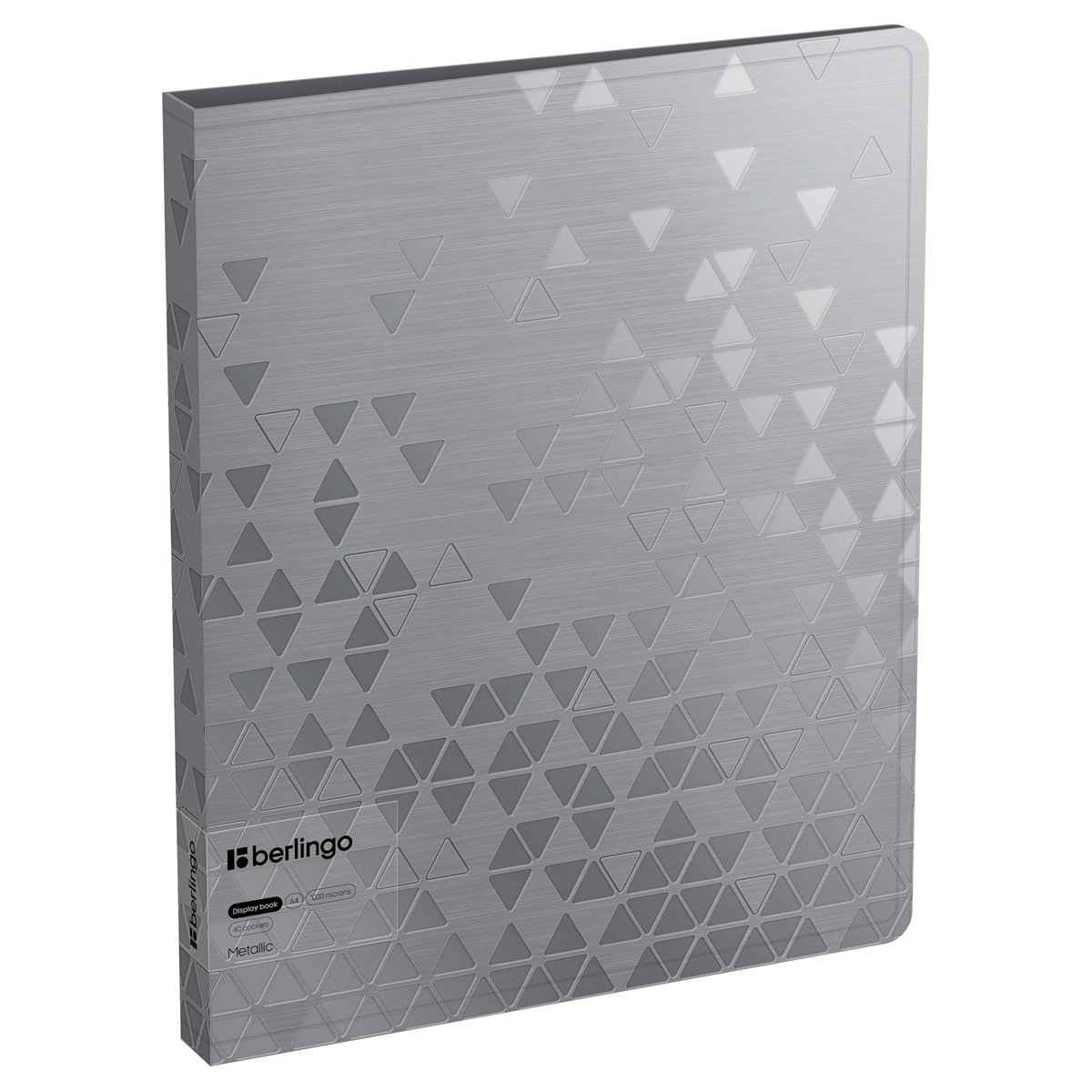 Папка-файл А4 40л Berlingo Metallic 24мм 1000мк серебро рельефные треугольники