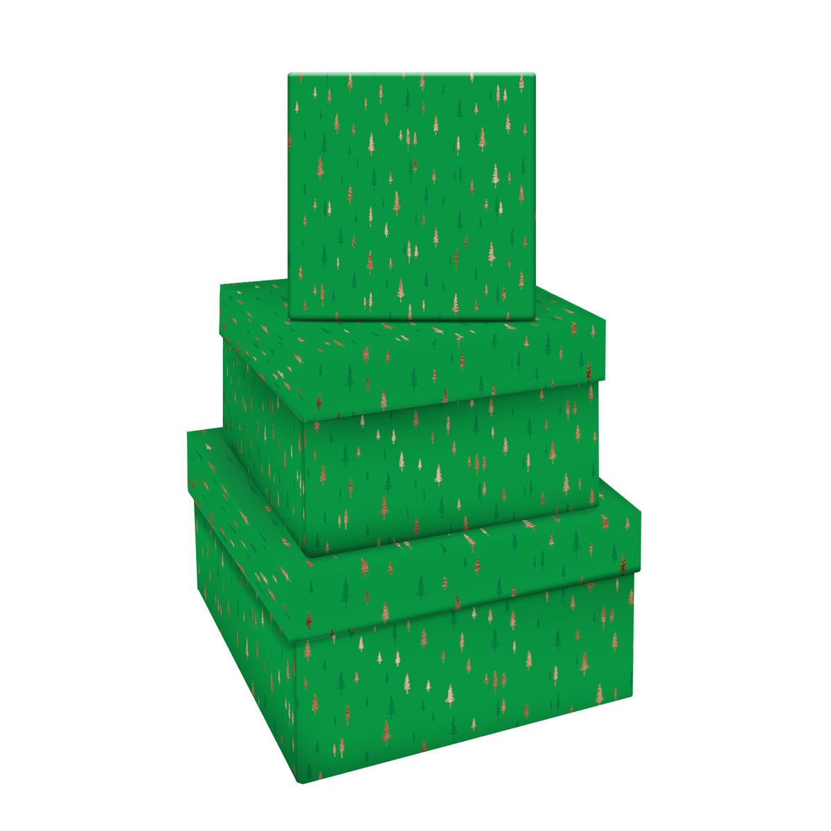 Праз Коробка квадрат MeShu Christmas trees 15,5*15,5*9 (елочки на зеленом)