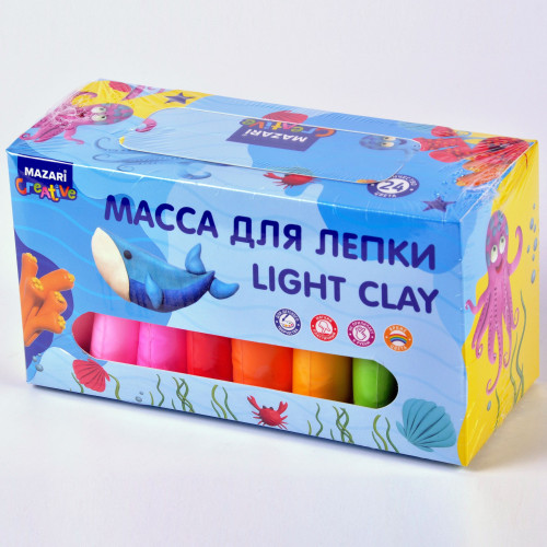 Творч Масса д/лепки Mazari 24цв*10г, стеки 3шт