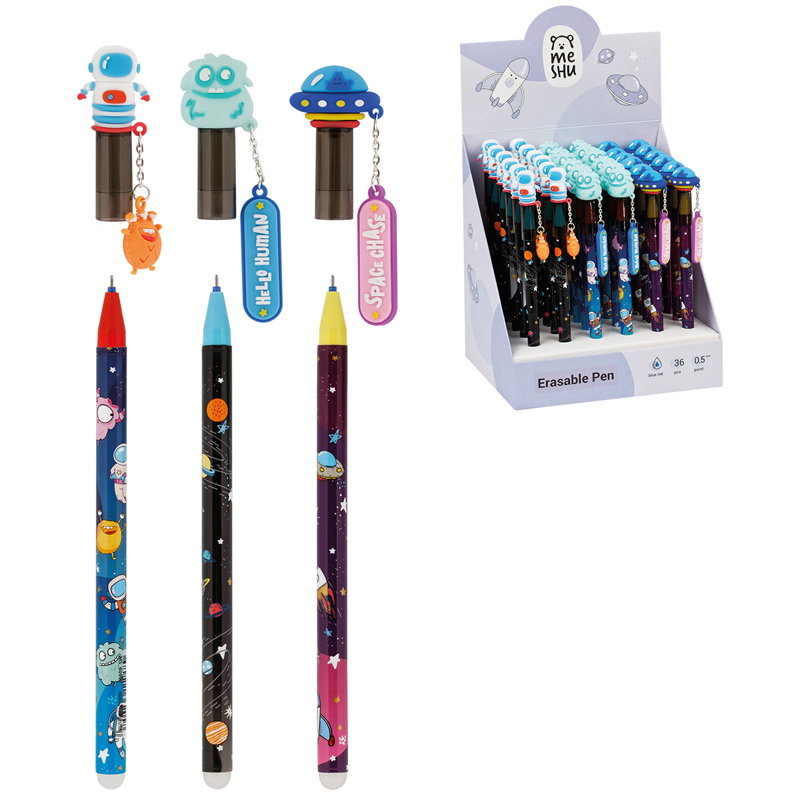 Ручка гелевая Пиши-стирай синяя сув MeShu Space Heroes 0,5мм