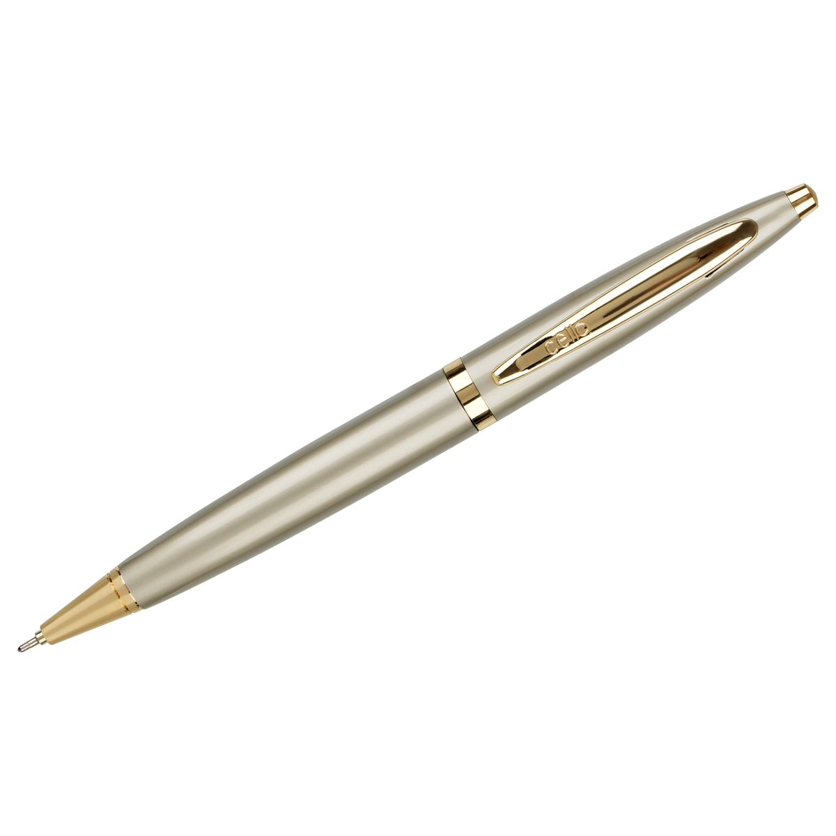 Ручка подар шар Cello Creme Ivory синяя, 0,7мм, корпус  айвори/золото, поворотный механизм, футляр