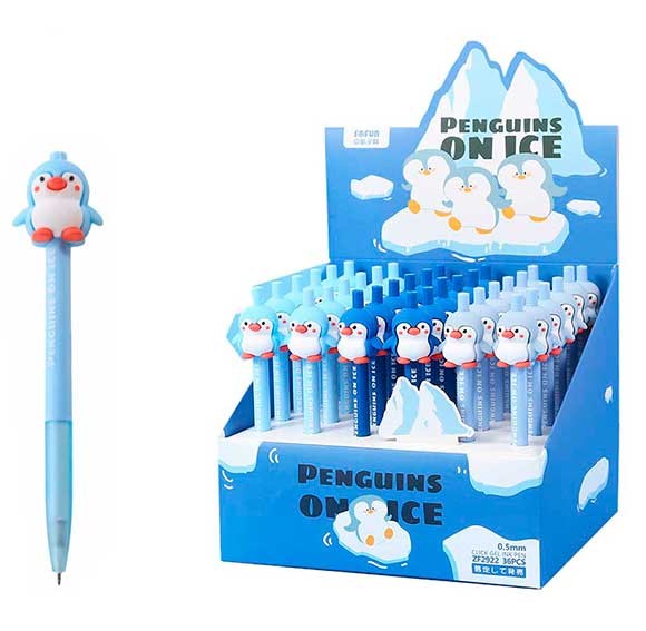 Ручка гелевая синяя сув Mazari Penguins 0,5мм