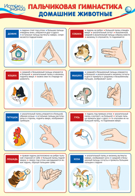 Плакат Пальчиковая гимнастика. Домашние животные А3 (в индивидуальной упаковке с европодвесом)