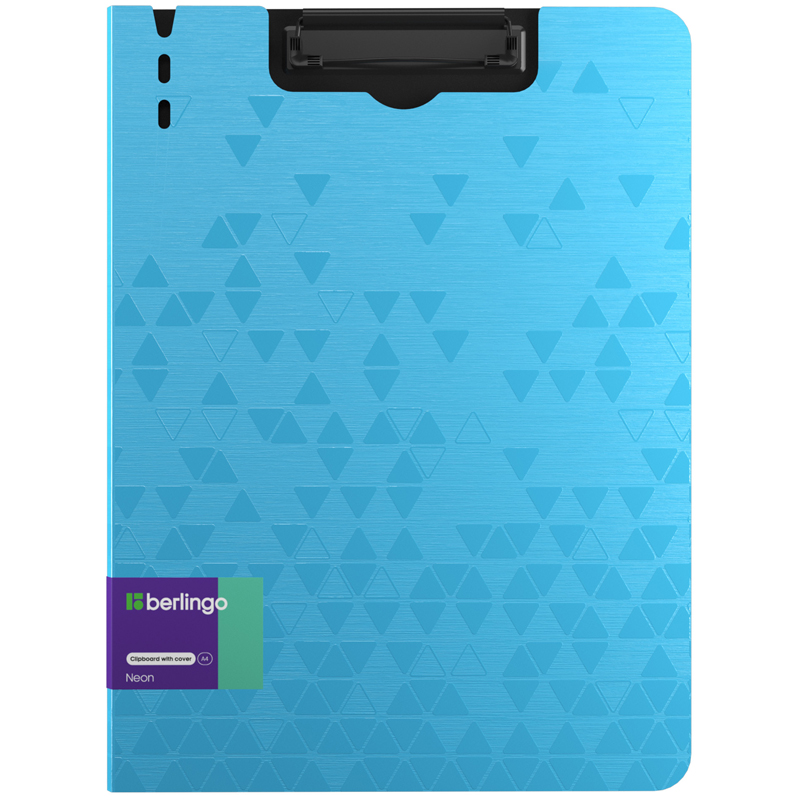 Папка-планшет А4 двойной Berlingo Neon (полифом) 1800мк голубая рельефные треугольники