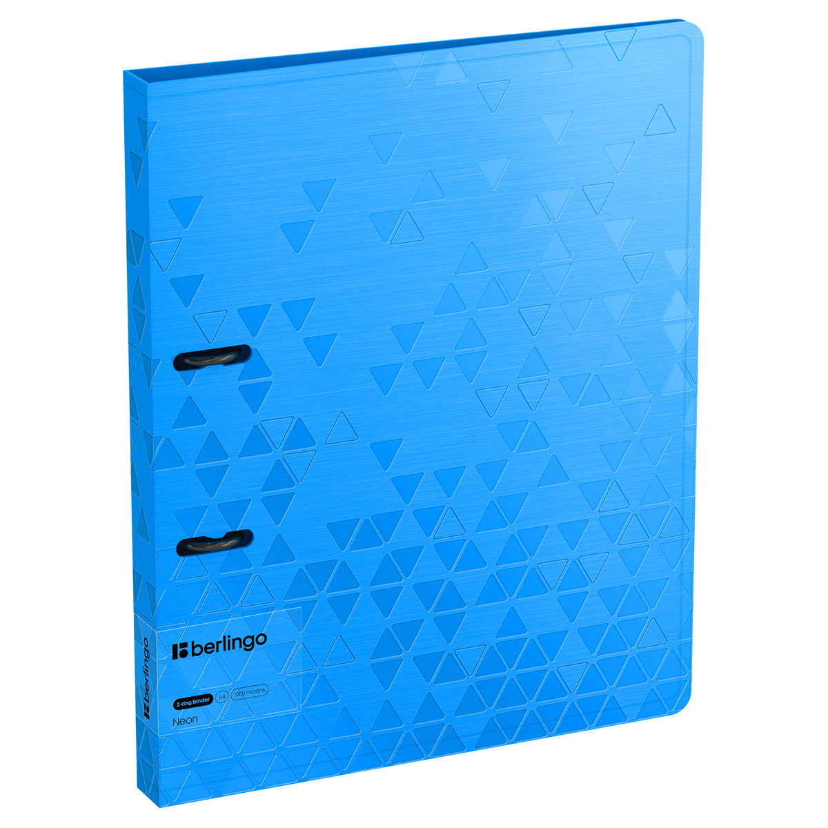 Папка с 2 кольцами 24мм Berlingo Neon 1000мк голубая рельефные треугольники внутр.карман