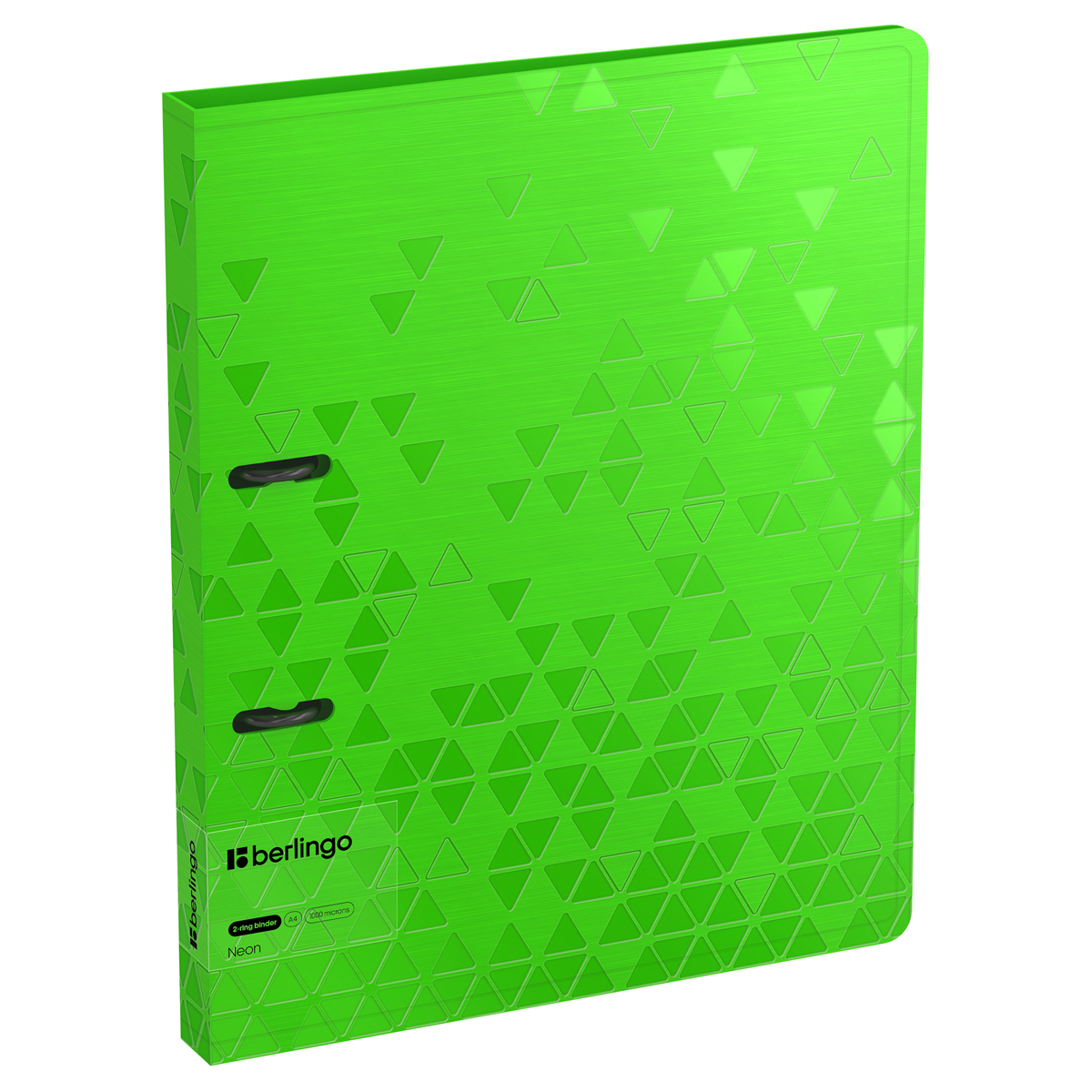Папка с 2 кольцами 24мм Berlingo Neon 1000мк зеленая рельефные треугольники внутр.карман