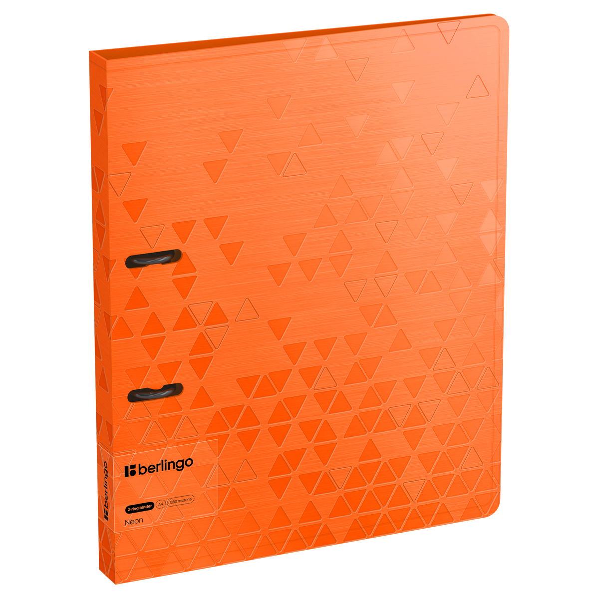 Папка с 2 кольцами 24мм Berlingo Neon 1000мк оранжевая рельефные треугольники внутр.карман