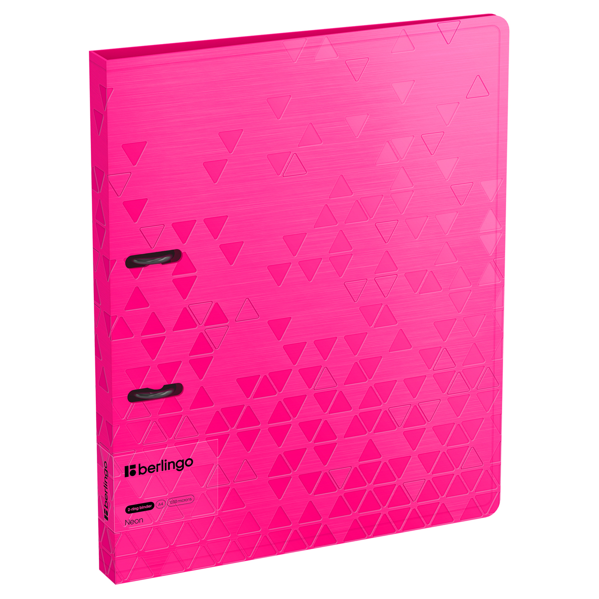 Папка с 2 кольцами 24мм Berlingo Neon 1000мк розовая рельефные треугольники внутр.карман
