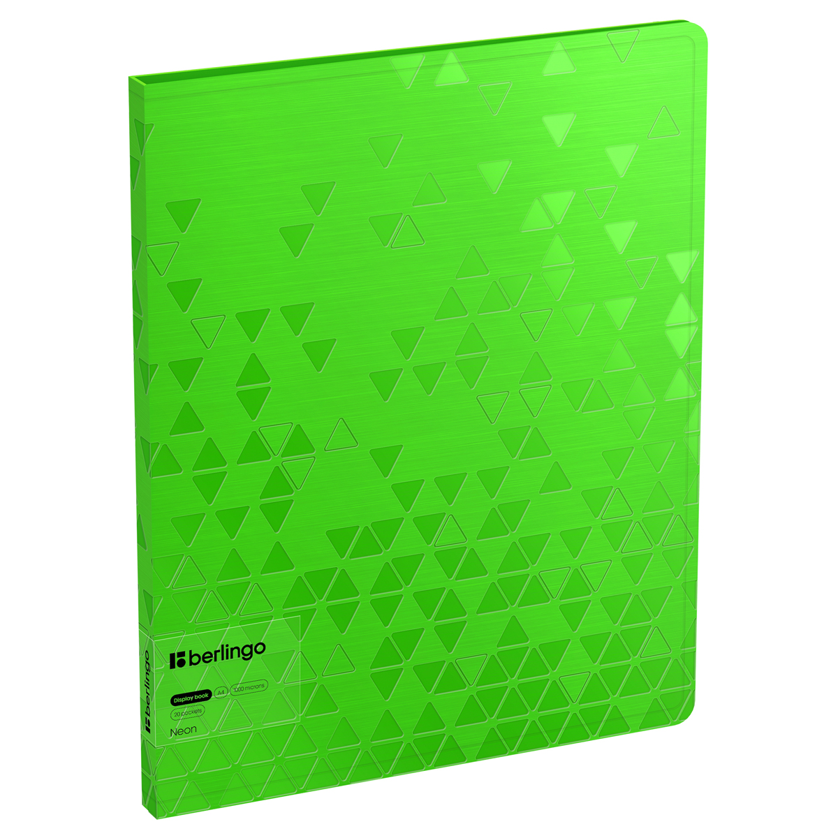 Папка-файл А4 20л Berlingo Neon 17мм 1000мк зеленая рельефные треугольники внутр.карман