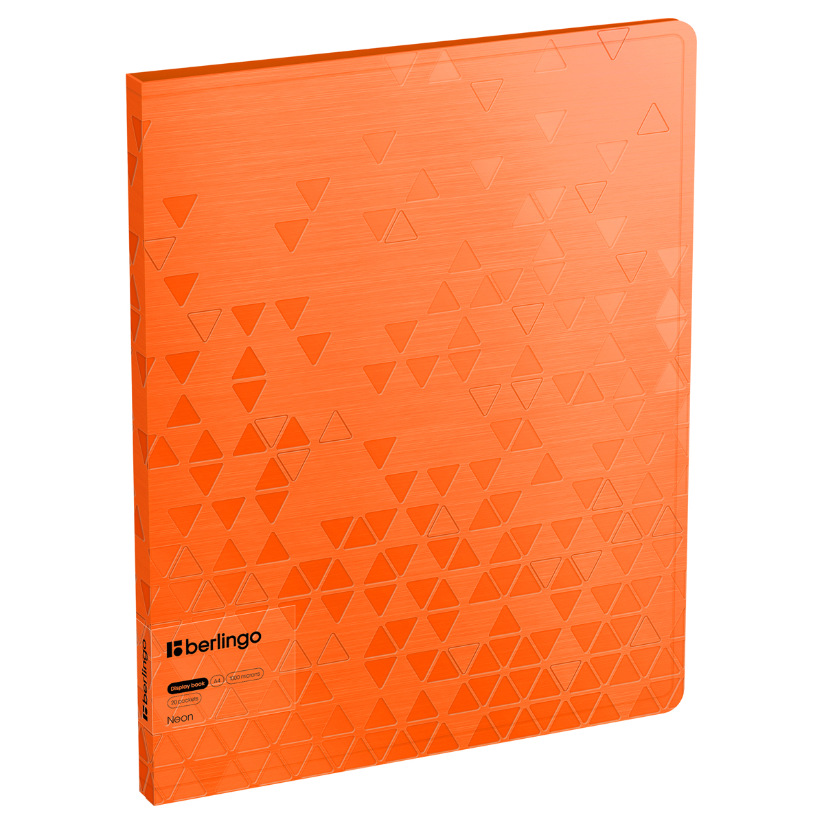 Папка-файл А4 20л Berlingo Neon 17мм 1000мк оранжевая рельефные треугольники внутр.карман