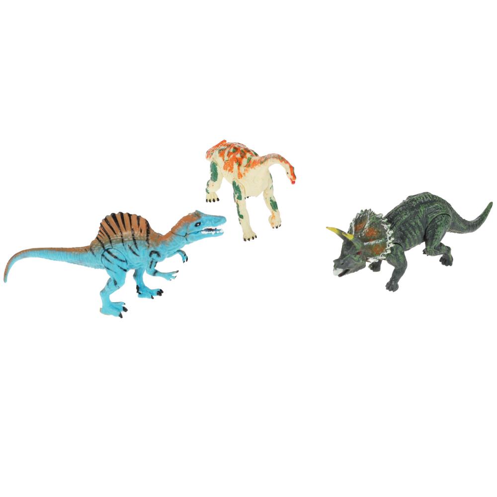 Набор Динозавры с подвижн. элементами 15см, 3шт ассорти пластиз