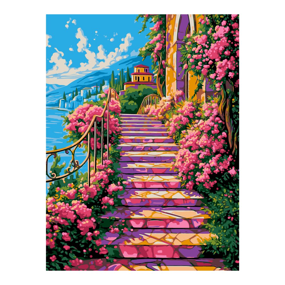 Творч Картина по номерам 38*28,5 Лестница в цветах