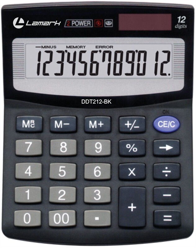 Калькулятор настольный 12 разр. Lamark черный 125х100х27 мм, 2-ое питание