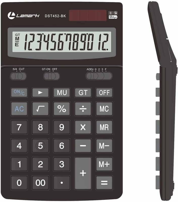 Калькулятор настольный 12 разр. Lamark черный 175х108х22 мм, 2-ое питание, изменяющийся наклон