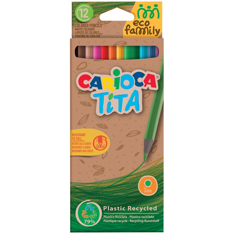 Карандаши цветные 12 цв пластик Carioca Tita. EcoFamily