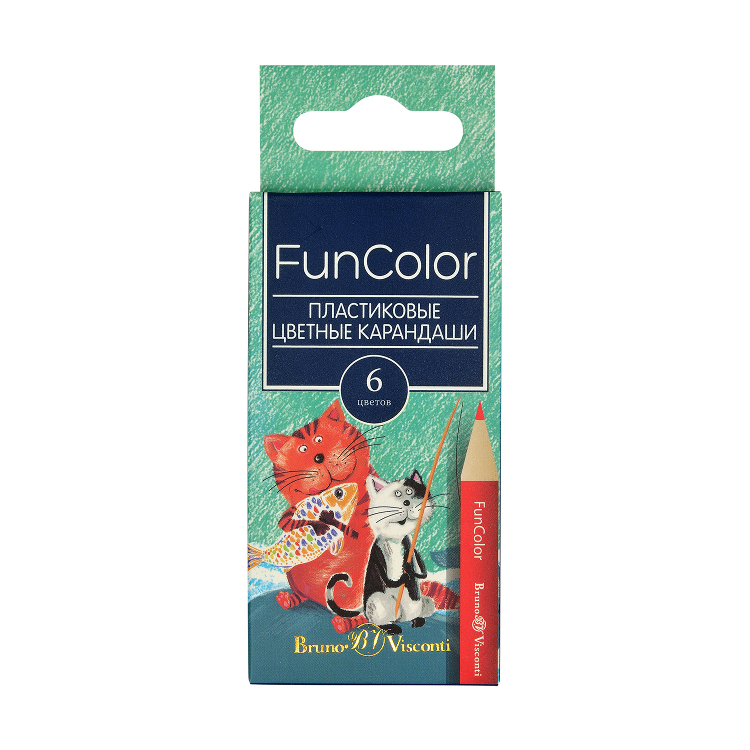 Карандаши цветные 6 цв пластик BV FunColor укорочен.