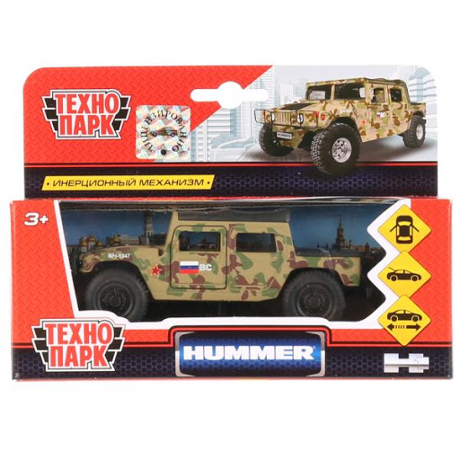 Машина Hummer H1 Пикап военный 12см, металл, открыв. двери, инерц.