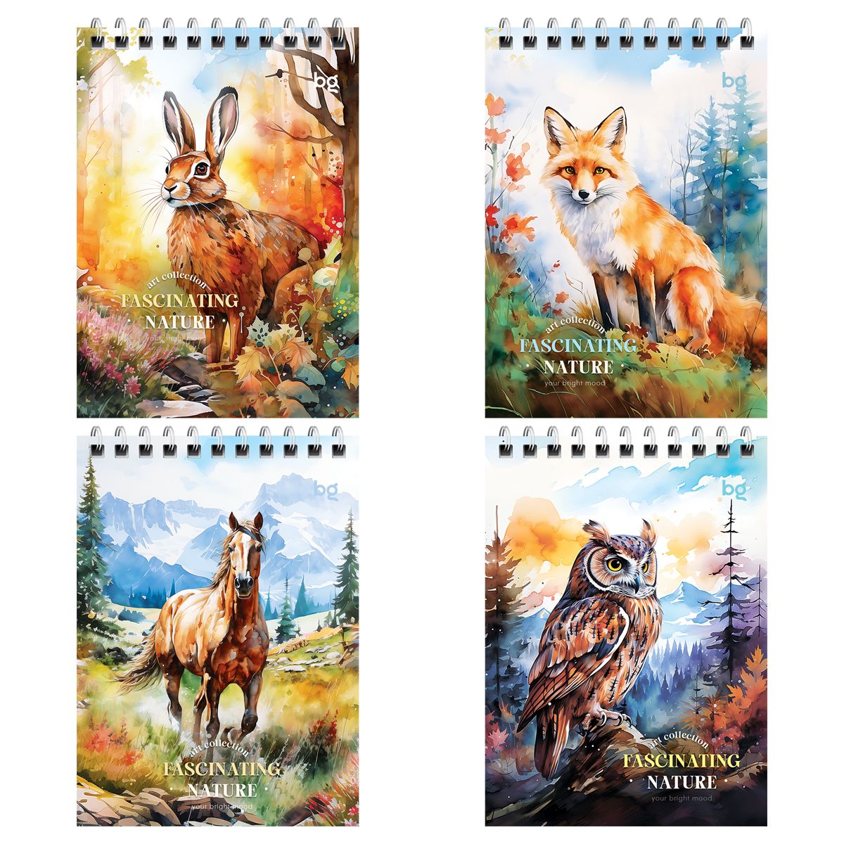 Блокнот А6 60л кл спир BG Акварель. Дикая природа