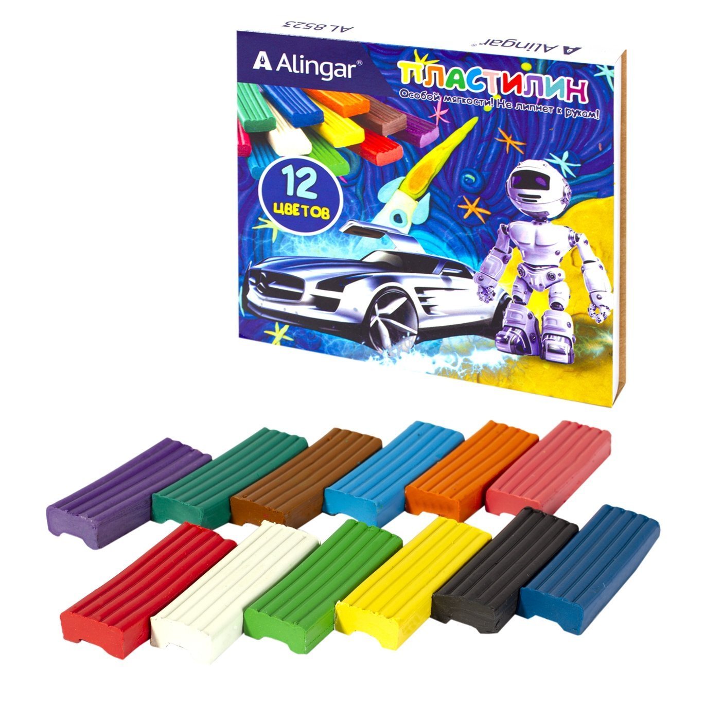 Пластилин 12 цв Alingar